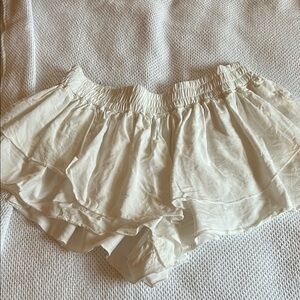 Free People Off-White Skorts with Delicate Ruffles